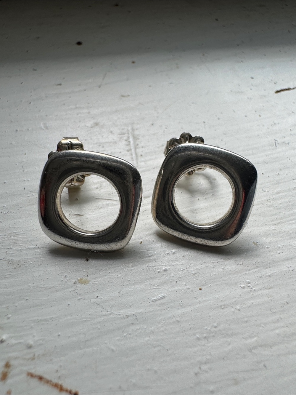 Tiffany & Co. Silver Open-Square Stud Earrings